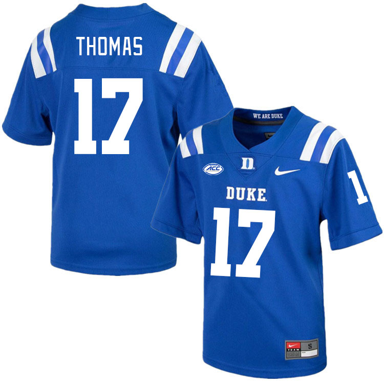 Men #17 Star Thomas Duke Blue Devils College Football Jerseys Stitched-Royal